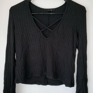 Bobbles and Lace black bell sleeve top